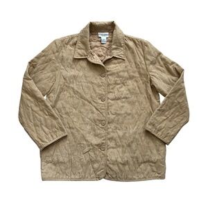 Alfred Dunner Petite Quilted Heart Tan Light Jacket With Pockets SZ 12 P